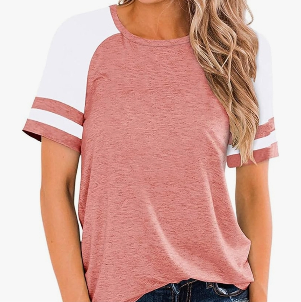 Sunnyme Pink Baseball Tee Medium Women's